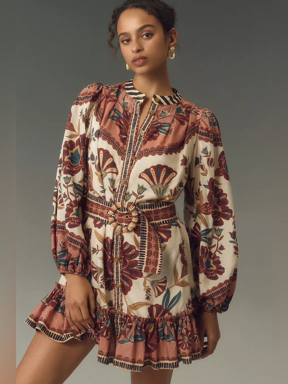 NWT FARM Rio Riad Floral Print Belted Mini Dress Size XS